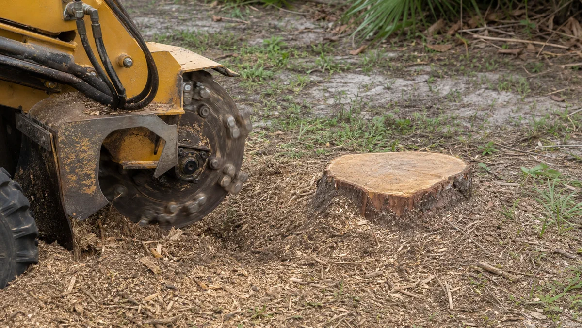 Stump grinding work detail in Brevard County